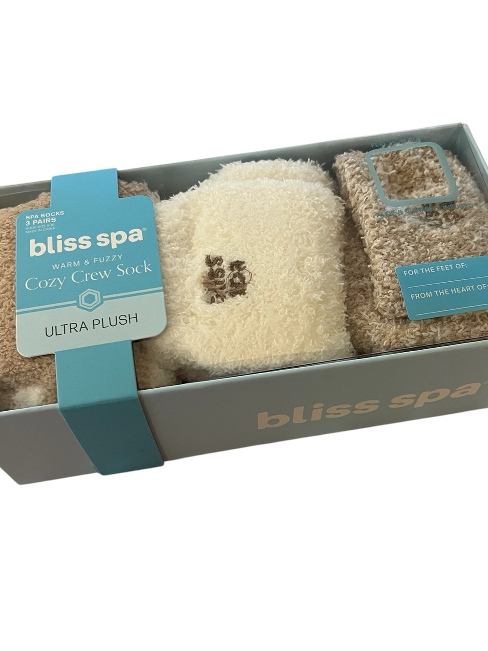 Bliss Spa Cozy Crew Socks - Cream & Beige Ultra Plush - 3 pairs! - Picture 2 of 3